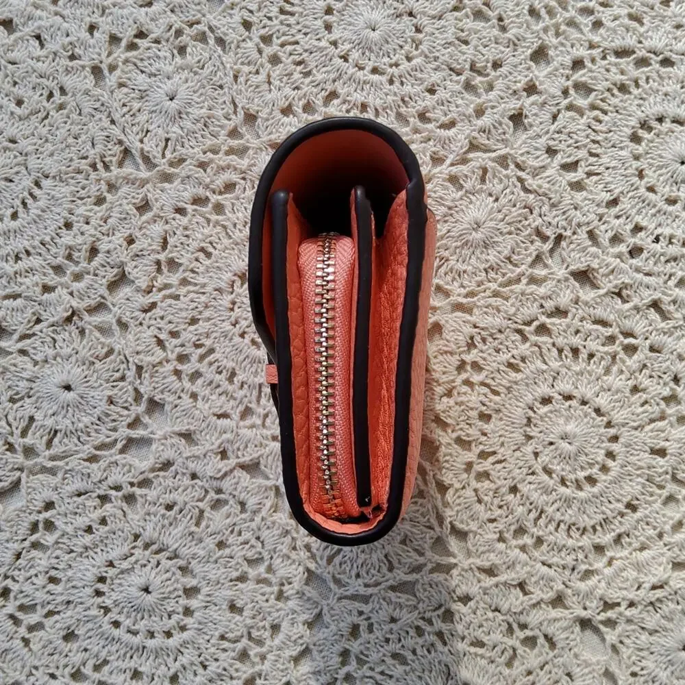 Kate Spade Women's Small Flap Wallet Card Case Pebbled Leather in Melon Ball
